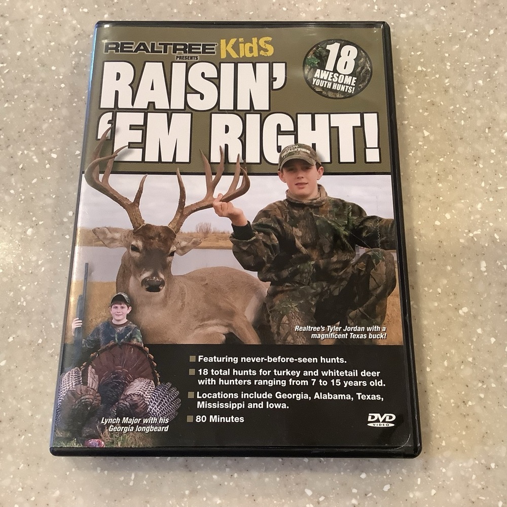 RealTree Kids Raisin’ ‘Em Right DVD 18 Youth Hunts Deer Turkey 80 Minutes